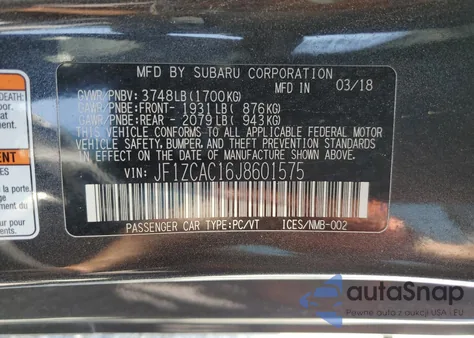 2018 Subaru Brz 2.0 Limited из США, поврежденный, VIN JF1ZCAC16J8601575